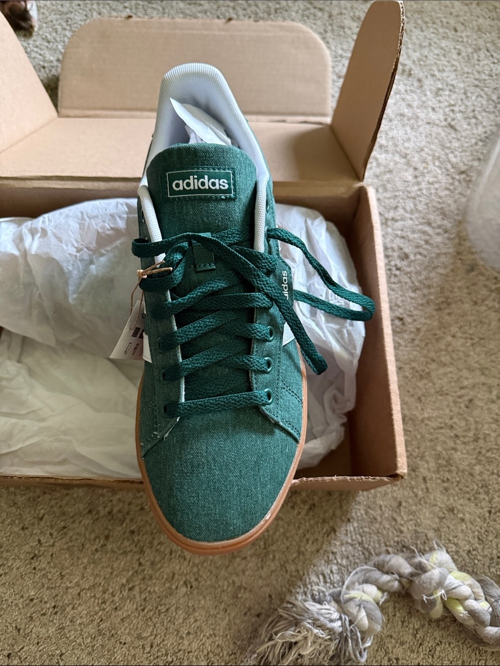 adidas Green Canvas Low-Top Tennis Shoe with Gum Sole - Picture 2 of 3